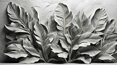 Панно AG-VL-003, Voluminous leaves, Design Studio 3D